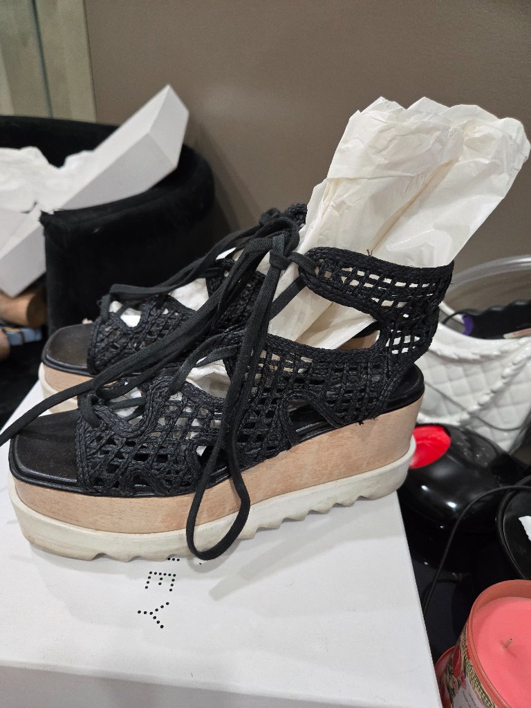 $799 Stella Mccartney Platform Lace Crochet Sandals Italy 40 9-10